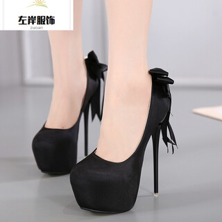 Hentian tall transvestite cross-dressing sexy men's cross-dressing high heels yp black bow 16cm -52 42