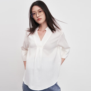 Sellynear maternity shirt spring and autumn new fashion loose bamboo hemp feeling temperament loose white shirt white s