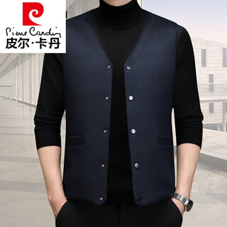 Pierre cardin vest men's v-neck light new inner wear warm white goose down jacket vest woolen sleeveless waistcoat blue m 170