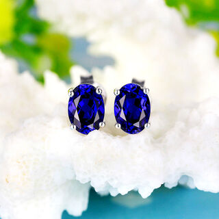 Sapphire earrings, 925 silver plated with 18k gold, inlaid with carat colored gemstones, tanzanite jewelry earrings for women, a pair of blue earrings