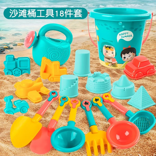Jianxiong beach toy set children's play sand digging tool truck 3-6 years old boys children's day gift 18 pieces beach bucket tools-821 random colors