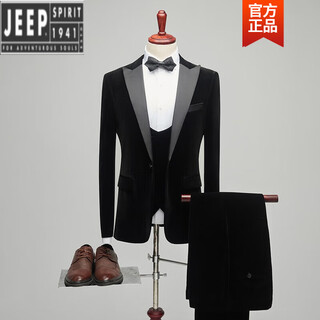 Jeep high-end wedding suit men's gold velvet business banquet emcee presenter singer performance suit men's evening black xl