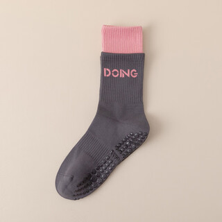 Lululmcctn yoga socks women's mid-calf socks silicone non-slip professional fitness dance pilates floor socks gray one size