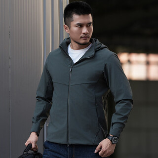 Dragon tooth third generation dragon tooth hidden hua hooded jacket for men, comfortable and versatile casual jacket for business commuting, dark gray green 170/92a, height 168-173, weight 125-140