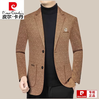 Pierre cardin (pierre cardin) spring and autumn new light luxury casual suit for middle-aged men with velvet thickened top korean slim suit jacket for men 99259 ginger yellow velvet 180/xl (138-155jin jin is equal to 0.5 kg)