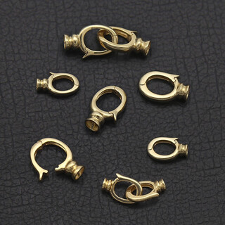 Yuanzu beloline 18k gold buckle fist buckle/double ring buckle diy connecting buckle pearl necklace bracelet universal jewelry buckle 18k yellow small size (one)