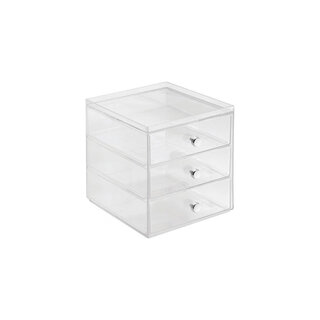 Interdesign 3-layer transparent cosmetic storage box desktop dressing table organizer mirror design