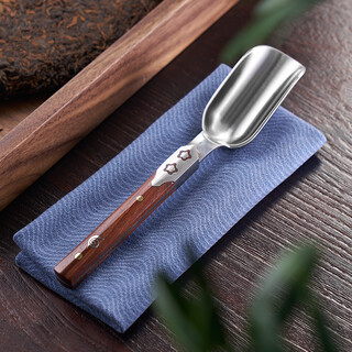 Han and tang stainless steel tea spoons, tea openers, tea cake pry tea spoons, tea shovels, household kung fu tea accessories, tea ceremony six gentlemen accessories, plum blossom blood sandalwood stainless steel tea spoons