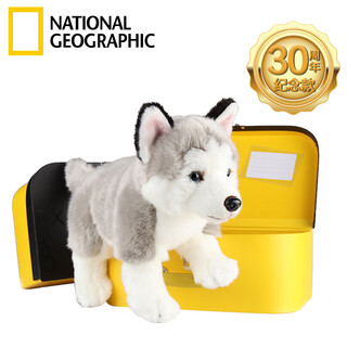 国家地理（National Geographic）毛绒玩具哈士奇狗狗亲子互动毛绒抱枕陪睡玩偶儿童生日礼物