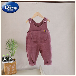 迪士尼（DISNEY）宝宝灯芯绒背带裤小童肩扣连体裤男童女童休闲长裤2024春秋装新款 紫红色 春秋款 80 建议升高65-70厘米