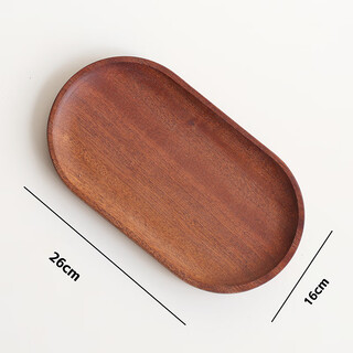Jingwan japanese style ebony tray solid wood rectangular household tableware tea cup plate oval plate western food round plate ebony oval 26x16cm