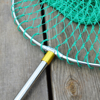 Xinshu big fish stainless steel super strong fishing net fishing net fishing gear supplies folding steel ring net bag 1.8m