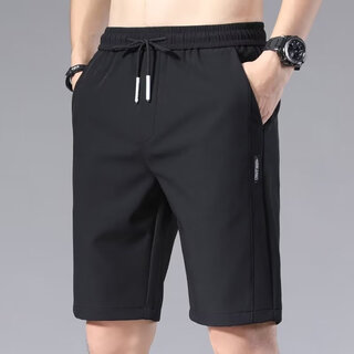Jiaye ice silk shorts boys summer thin section pants men's 2024 new loose casual quick-drying sports medium pants black 2xl 120-140jin jin equals 0.5 kg