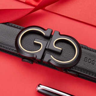 Bostanten men's belt strip automatic buckle leather trouser belt trendy formal trouser belt birthday gift bj41232331 black