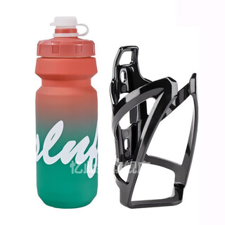 Raft core road bike water bottle cycling outdoor single mountain sports cup holder large capacity bottle portable gradient water bottle + water bottle holder - summer pink green
