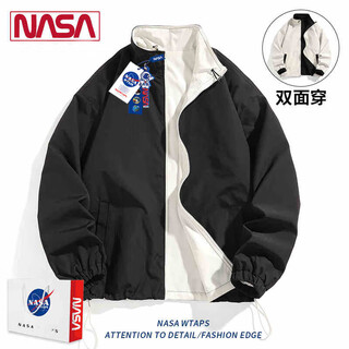 Nasa rhude autumn jacket men's couple wear casual jacket men's autumn and winter baseball uniform trendy men's spring and autumn clothes for men 6029 black (reversible) l (140-160jin jin equals 0.5 kg)