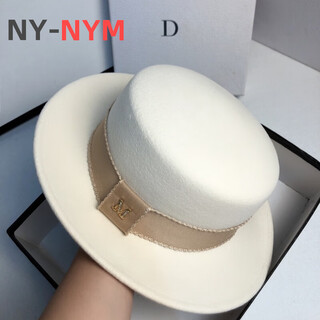 Ny-nym autumn and winter woolen french socialite white flat top hat female british retro fashion hepburn hat white adjustable