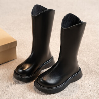 Zhixi children's boots autumn and winter new girls' boots baby tall princess boots little girls' velvet martin boots children's shoes xd-907 thin velvet black size 29 inner length 17.7cm