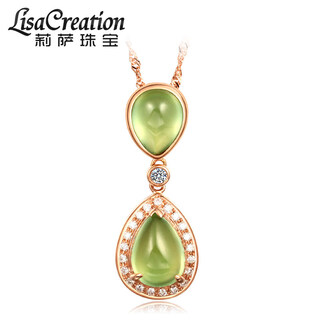 Lescreation lisa jewelry 4.25 carat prehnite diamond pendant for women k rose gold colored treasure necklace 18k gold natural prehnite diamond pendant