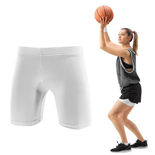 Women's solid color quick-drying bottoming thin sports fitness stretch yoga tight protective tackle three-point shorts multi-color white women's m suitable for 160-170cm50-60kg