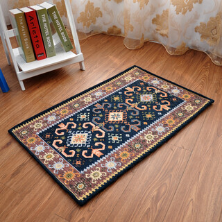 Zhonghong european pastoral chenille jacquard door mat entry entrance floor mat washable and machine washable wear-resistant blended woven computer chair mat foot mat non-slip floor mat entrance door mediterranean blue 60*90cm