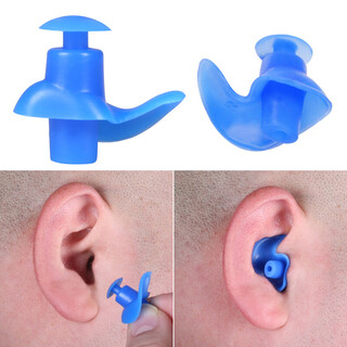 Jiehu professional swimming earplugs waterproof silicone adult and children bathing anti-water swimming equipment earplugs nose clip set adult-blue