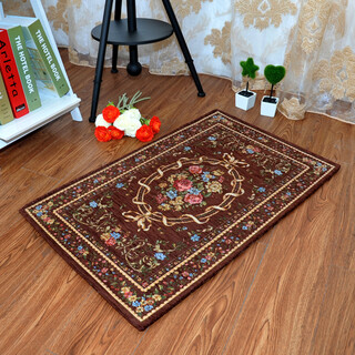 Zhonghong european pastoral chenille jacquard door mat entry entrance floor mat washable and machine washable wear-resistant blended woven computer chair mat foot mat non-slip floor mat entrance door 2601 brown 60*90cm