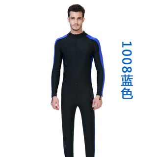 Sbart diving suit one-piece for men and women, sun protection long-sleeved jellyfish suit, sports surfing and snorkeling equipment, couple style hot spring swimsuit 1008 men's dark blue xxl