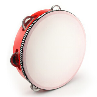 Le linyuan orff percussion instrument cartoon tambourine drummer children's instrument imitation sheepskin tambourine kindergarten music drum 8 inches in diameter 20cm (red)