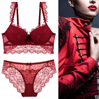 Jerrie mock underwear women's push-up lace sexy bra thin auxiliary breast anti-sagging adjustable red animal year bra set three-breasted red 75b=34b=m underwear