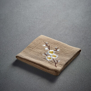 Mesni tea towel, tea cloth, absorbent tea tea mat, thickened cotton and linen cloth, zen fabric, tea ceremony, kung fu tea set accessories, embroidery, earthy yellow