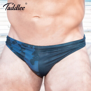 Taddlee swimming trunks triangle men's low-waist sexy quick-drying men's hot spring swimming trunks swimsuit local warehouse large size professional adult camouflage swimming trunks xf126 dark blue s 155-185cm 45-60kg