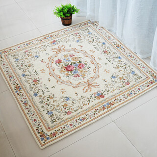 Zhonghong square carpet bedroom study cloakroom carpet american hanging chair computer chair mat entry entrance chenille jacquard blended weaving wear-resistant and durable machine washable 2601 beige 100*100cm square