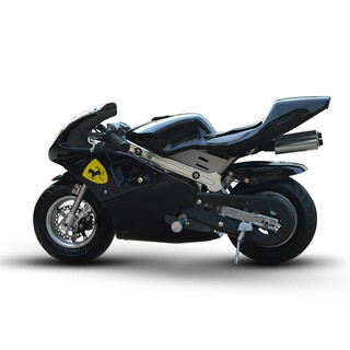 Langchuang 49cc mini motorcycle two-stroke mixed oil fuel version small sports car hand-start small fuel version black 2-stroke mixed oil