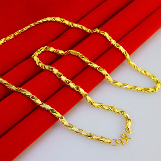 Qianying jewelry yellow gold necklace women's gold-plated chain ladies' simulation bridal wedding jewelry for friends and wife, approximately 43-46 cm long 0.22