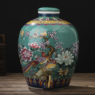 Junxiang jingdezhen ceramic wine jar wine jar with faucet wine bottle soaking wine jar wine storage jar 10 jin jin equals 0.5 kg 20 jin jin equals 0.5 kg 30 jin jin equals 0.5 kg 50 jin jin equals 0.5 kg packed with sealing cover green (with faucet) 50 jin jin equals 0.5 kg packed
