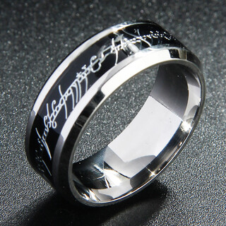 Qmxd european and american retro domineering ring men's personality trendy single student dragon pattern ring gift student ring black magic ring