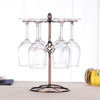 Single pie creative wine rack iron goblet rack european-style wine glass rack upside down hanging cup rack red wine glass rack ornament heightened bronze