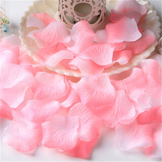 Kuayuan wedding supplies, wedding room decoration and layout, simulated fake petals, wedding layout, hand-thrown simulated rose petals, pink and white gradient petals (120 pieces)
