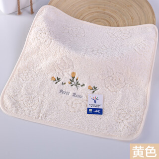 Gold size pure cotton embroidered household small square towel for couples, small face towel for children and ladies, square towel, large square towel, soft, absorbent, thick and durable 33*33cm yellow