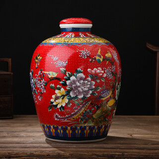 Junxiang jingdezhen ceramic wine jar wine jar with faucet wine bottle soaking wine jar wine storage jar 10 jin jin equals 0.5 kg 20 jin jin equals 0.5 kg 30 jin jin equals 0.5 kg 50 jin jin equals 0.5 kg packed with sealing cover red (non-porous) 10 jin jin equals 0.5 kg packed