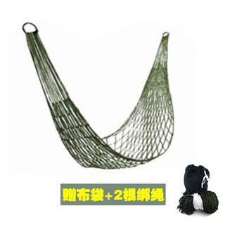 探源吊床户外网床秋千加粗军绿色网状渔网式掉床野营休闲成人儿童网兜 军绿色