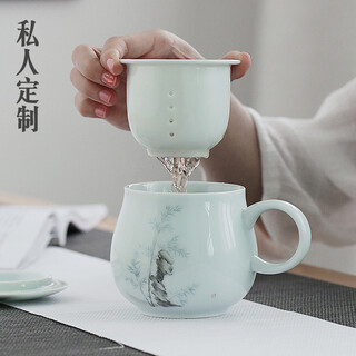 Yipin spring and autumn ceramic tea cup office covered filter tea cup mug home personal water cup commemorative gift customized apple cup (bamboo)