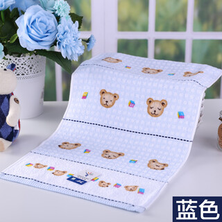 Gold number pure cotton home textile cartoon bear satin small towel children and ladies face washing and bathing towel children sweat towel satin water-absorbent and durable 52*28cm blue