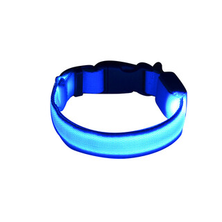 Amor dog luminous collar with light dog collar bright collar medium small dog teddy collar collar anti-car accident luminous blue (battery type) s-small (neck circumference 30-40)