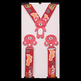Tuzun (kingtrip) 20mm baby suspender clip for boys and girls, student pants clip to prevent pants from falling off, four-clip suspender belt 751 red crocodile-bear button