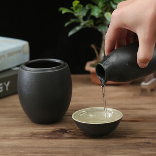 Qixinbian wine warmer antique wine warmer japanese wine glass wine pot hot wine pot ceramic household wine boiler white wine sake yellow wine black pottery wine warmer 125ml small arena wine warmer