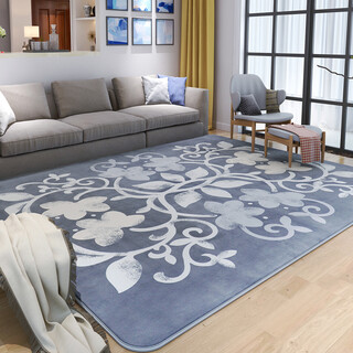 Zhonghong simple modern living room carpet suede tatami plaid coffee table mat bedroom bedside blanket nordic full spread bedside blanket comfortable non-slip sleepable european and american european full spread machine washable cat-like flower vine blue 200*240cm