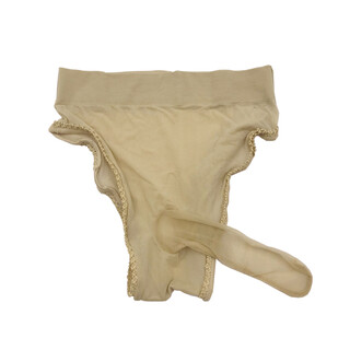 Private shang fully transparent men's underwear front sleeve silky briefs transparent large elastic thin tight thong belt sleeve underwear stockings sleeve 160jin jin equals 0.5kg inside flesh color sleeve front opening