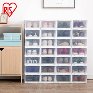 Iris transparent shoe box plastic storage box front-opening storage box aj shoe cabinet enlarged and thickened storage box xl size 4 pack (suitable for sizes 43-45)